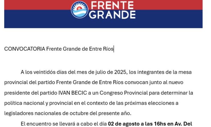 CONVOCATORIA Frente Grande de Entre Ríos